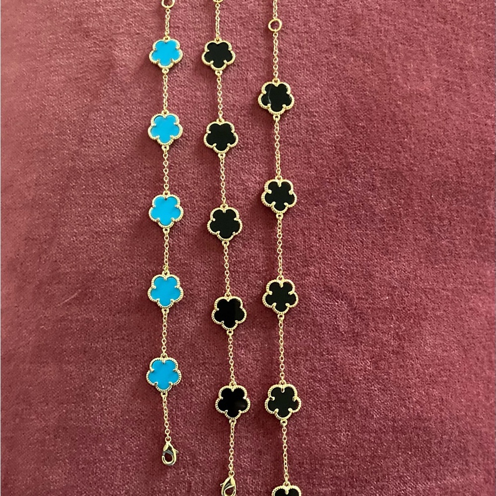 Elegant Gold and Black Flower Bracelets